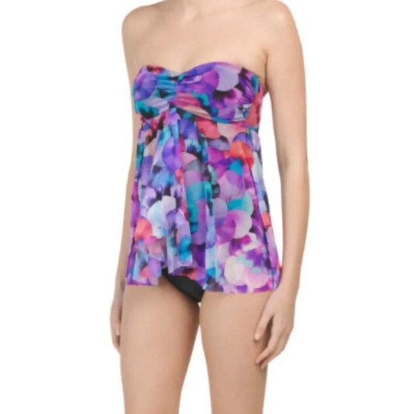 Gottex One Piece Multicolor Floral Flyaway Bandeau Style one piece Swimsuit sz 8 - Picture 7 of 10